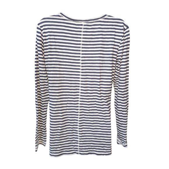 NEW Caslon Long Sleeve Crew Neck Back Seam Brooke Navy Striped Tee Top Shirt M - Picture 6 of 6